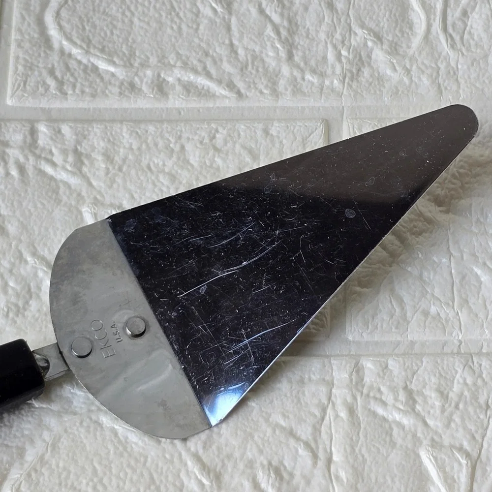 EKCO Vintage Pie Cake Server Stainless USA Black Handle 10 Inch Retro Kitchen